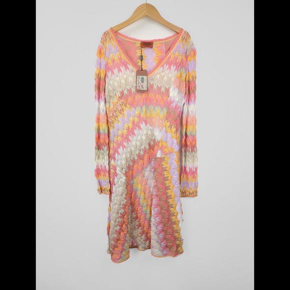 [SOLD] NWT MISSONI Women's Sz IT 40 US 6 Blandine Orange Pink Knit Dress Italy - Picture 10 of 12